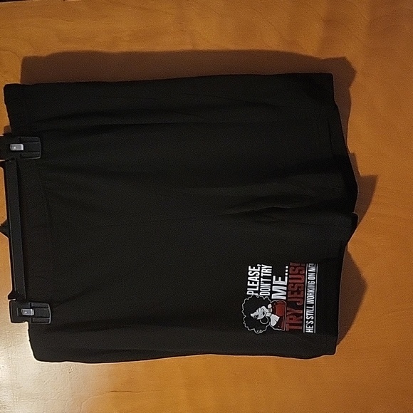 Womens Black / White / Red "Please Don't Try Me, Try Jesus" 2-Piece Shorts Set - Picture 5 of 11